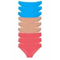 9 adet Süper Eko Set Likralı Kadın Slip Külot Fuşya Ten Mavi