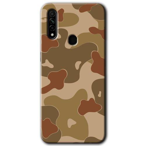 MRCİLETİSİM Oppo A31 Kılıf Baskılı Kapak - Kamuflaj 10 + 5D Tam Kaplayan Cam