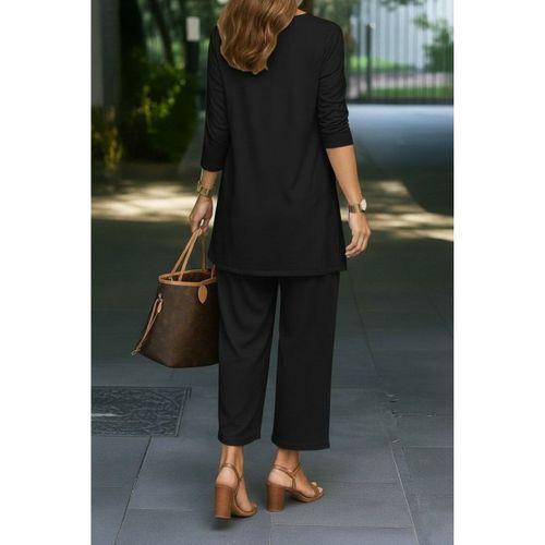 Kadın Uzun Kollu önü Açık Modal Ceket Kolsuz Viskon Iki Iplik Bluz Ve Pantolon üçlü Takım