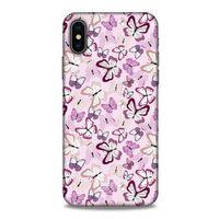 Apple iPhone XS Kılıf Kelebek Etkisi (2) Kabı Mor Beyaz
