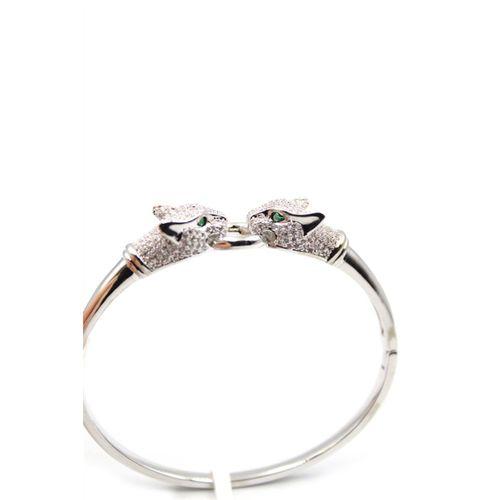 Zirkon Taşlı Leopar Bilezik - Gümüş