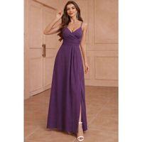 Kadın Ip Askılı Kruvaze Yakalı Yırtmaçlı Uzun Ithal Krep Elbise