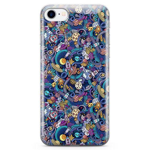 Apple iPhone 7 Kılıf Space Doodle Arka Kapak Koruma Desenli Full Koruyucu