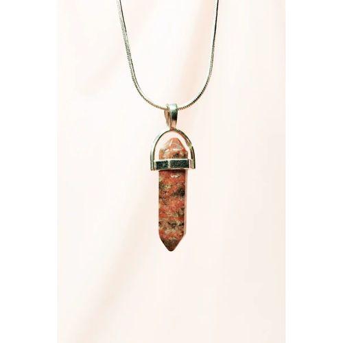 Kantaşı Doğal Taşı Zincirli El Yapımı Tasarımlı Kolye Uç: 3,5 cm Zincir: 20 cm Kutulu