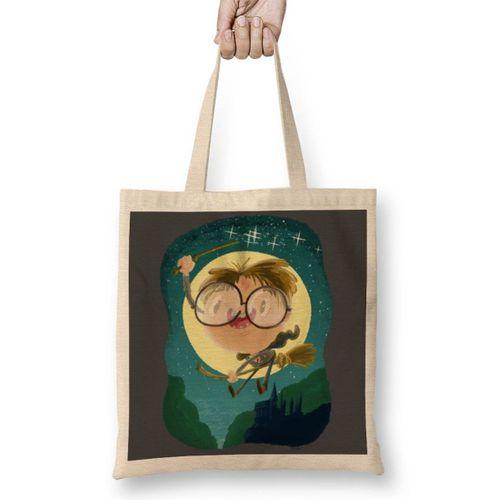 Harry Potter Magical Wizard Nerd Boy with Castle Bez Çanta Uzun Saplı