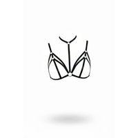 Siyah Göğüs Harness Boyunluklu Halkalı Çapraz Bant Detayı - Brf103