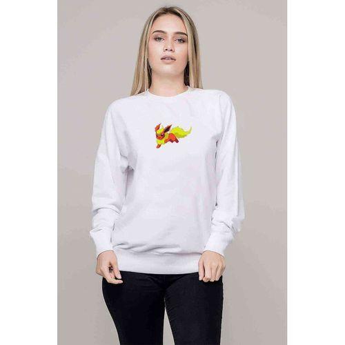 Pokemon Flareon Baskılı Beyaz Kadın Sweatshirt