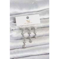 Pirinç Gümüş Renk Sıralı Kutup Yıldızı Model 3'lü Kadın Küpe