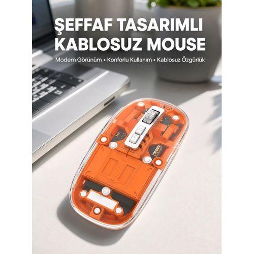 Mouse Fare Kablosuz Mouse Fare Bluetooth Sessiz 5 Tuşlu Şeffaf