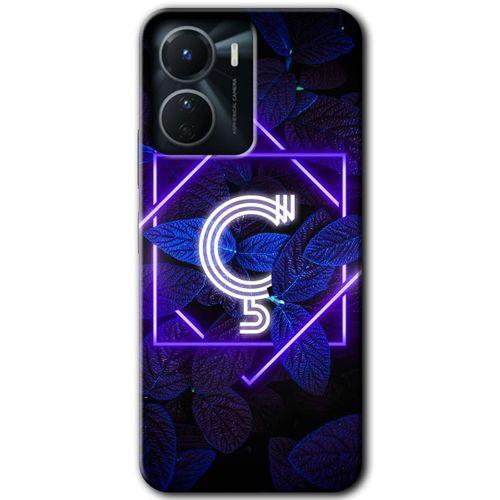Vivo Y16 Kılıf HD Desen Baskılı Arka Kapak - Dark Neon Yaprak Ç Harfi