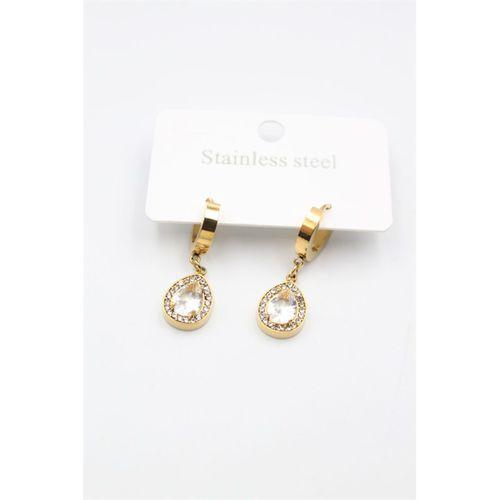 Damla Taşlı Küpe - Altın