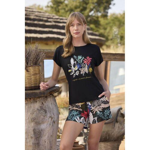 Yaprak Desenli Ve Baskılı "o Segredo E Se Permitir Florescer" Şort Takımı