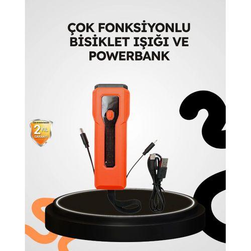 600 Lümen Bisiklet Ön Işık Powerbankli Çakar Cob Led