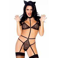 Siyah Bant Detaylı Fantezi Sütyenli Jartiyer Takımı