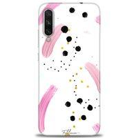 Xiaomi Mi A3 Kılıf HD Baskılı Kılıf - Pembe ve Benekler + Tam Ekran Koruyucu