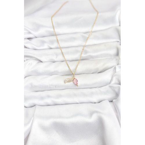 316L Çelik Zincir Gold Renk Balık Kuyruğu Model Zirkon Taşlı Kadın Kolye