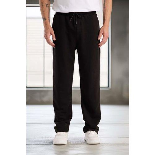 Mendes Baggy Kalıp Diagonal 3 İplik Kumaş Erkek Eşofman Altı Pantolon - Siyah