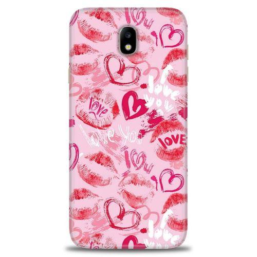 Samsung Galaxy J7 Pro / J730 Kılıf HD Baskılı Kılıf - Pembe Love + Tam Ekran Koruyucu