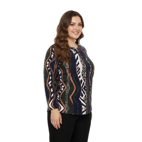 Kadın V Yaka Baskılı 2 Düğmeli Bluz BGL-ST05096