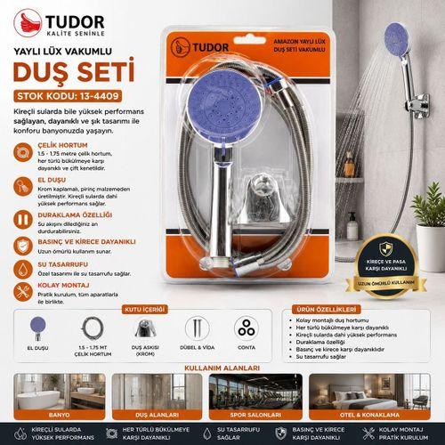 Krom Vakumlu Lüks Duş Seti - 150 cm Metal Yaylı Hortum