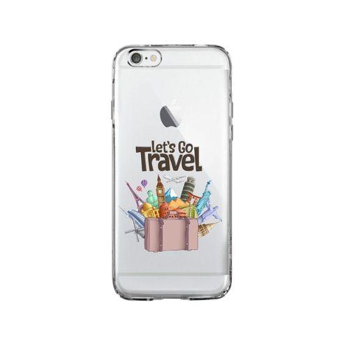 iPhone 6 Let's Go Travel Desenli Premium Şeffaf Silikon Kılıf