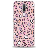 Oppo A9 2020 Kılıf HD Baskılı Kılıf - Pembe Leopar + Tam Ekran Koruyucu