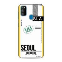 Samsung Galaxy M30S Kılıf Uçak Bileti Seoul Arka Kapak Koruma Desenli Full Koruyucu