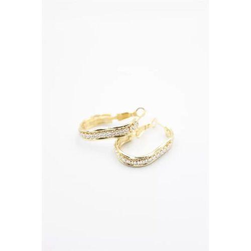 Taşlı Halka Küpe - Altın