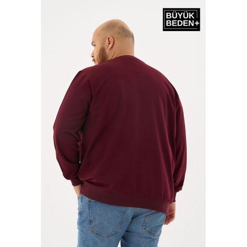 Erkek Büyük Beden Bisiklet Yaka ince Sweatshirt SPR24BSW56
