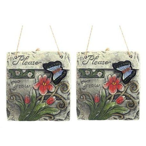 2 Adet Asılabilir Balkon Ve Bahçe Süsü Kelebek Desenli 14X13X3Cm Duvar Süsü,Taşı Balkon,Bahçe Ve Oda Dekor  Hoşgeldiniz Tablo,Tabela