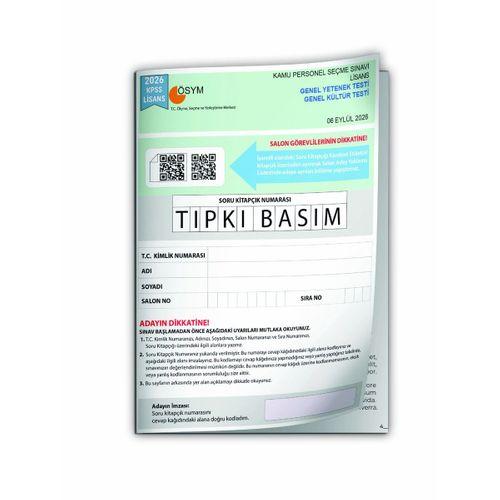2026 KPSS LİSANS GY-GK ÖSYM Tıpkı Basım Çıkmış Soru Deneme Kitapçığı (Çözümlü Türkiye Geneli Sınav)