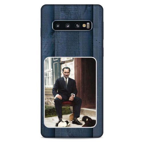 Samsung Galaxy S10 Kılıf Atatürk (37) Silicone Cover Laci Ahşap