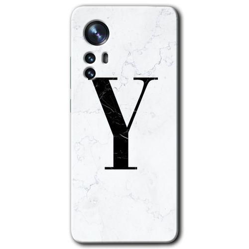 Xiaomi Mi 12 Kılıf HD Desen Baskılı Arka Kapak - Beyaz Mermer Desenli Y Harfi