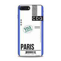 Apple iPhone 8 Plus Kılıf Uçak Bileti Paris Arka Kapak Koruma Desenli Full Koruyucu