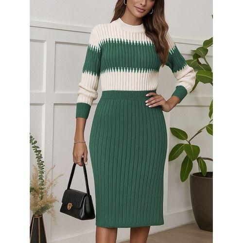 Kadın Uzun Kollu Triko Etekli Takım