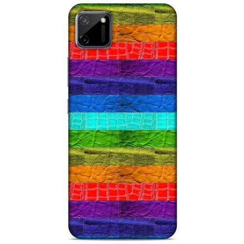 Oppo Realme C11 Kılıf Patchwork (38) Neo Hybrid Kılıf Yeşil Kırmızı Mor