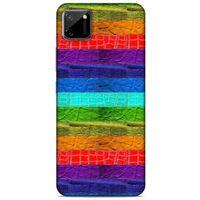 Oppo Realme C11 Kılıf Patchwork (38) Neo Hybrid Kılıf Yeşil Kırmızı Mor