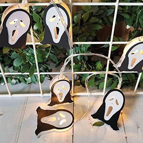 Çığlık Maske Figürlü Günışığı Cadılar Bayramı Süs Işıkları, Pilli LED Aydınlatma, Hallowen Süs Işığı