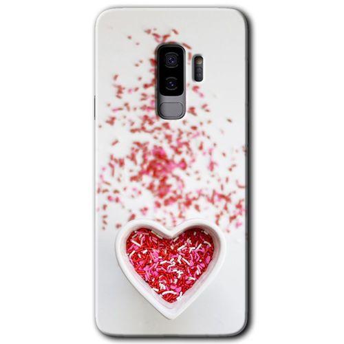 MRCİLETİSİM MRCİLETİSİM Samsung Galaxy S9 Plus Kılıf HD Desen Baskılı Arka Kapak + Temperli Cam - Kalpli Şekerleme