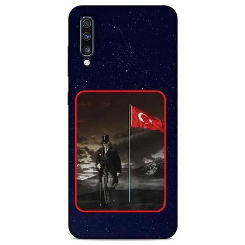 Samsung Galaxy A70 Kılıf Atatürk (40) Fit Silikon Kılıf Gece Yıldızlar