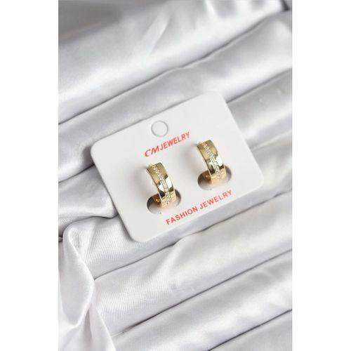 14K Gold Renk Kaplama Zirkon Taşlı Halka Model CM Kadın Küpe