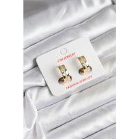 14K Gold Renk Kaplama Zirkon Taşlı Halka Model CM Kadın Küpe