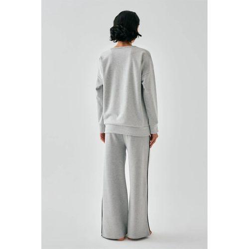 Kadın Gri Yay Burcu Oversize 2 İplik Eşofman Ev Giyim Takımı