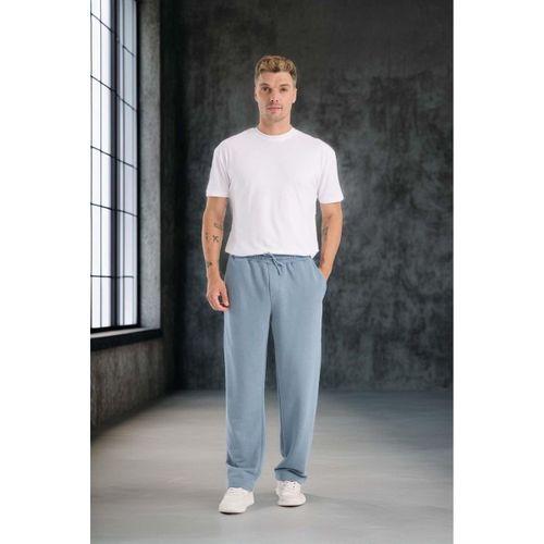 Mendes Baggy Kalıp Diagonal 3 İplik Kumaş Erkek Eşofman Altı Pantolon - Soğuk Mavi