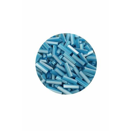 Uzun Boru Kesme Boncuk Çap 2mm Uzunluk 10 mm - 20 Gram - Açık Mavi Beyaz - BNC240
