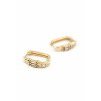 Dikdörtgen Taşlı Küpe - Altın