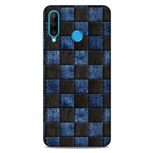 Huawei P30 Lite Kılıf Patchwork (9) Kılıf Siyah Mavi