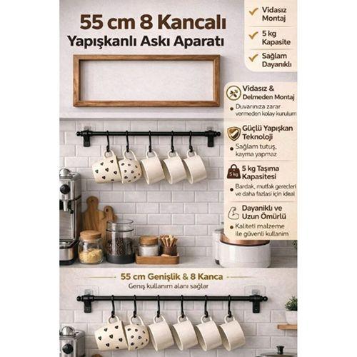 8 Kancalı Yapışkanlı Askı Aparatı
