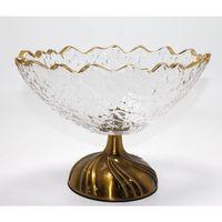 Gold Detaylı Eskitme Ayaklı Dekoratif Cam Sunumluk