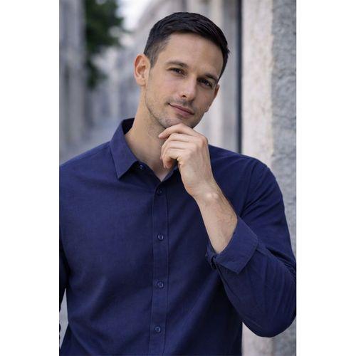 Faulkner Modal Kumaş Yakalı Uzun Kollu Yazlık Erkek Gömlek - Lacivert